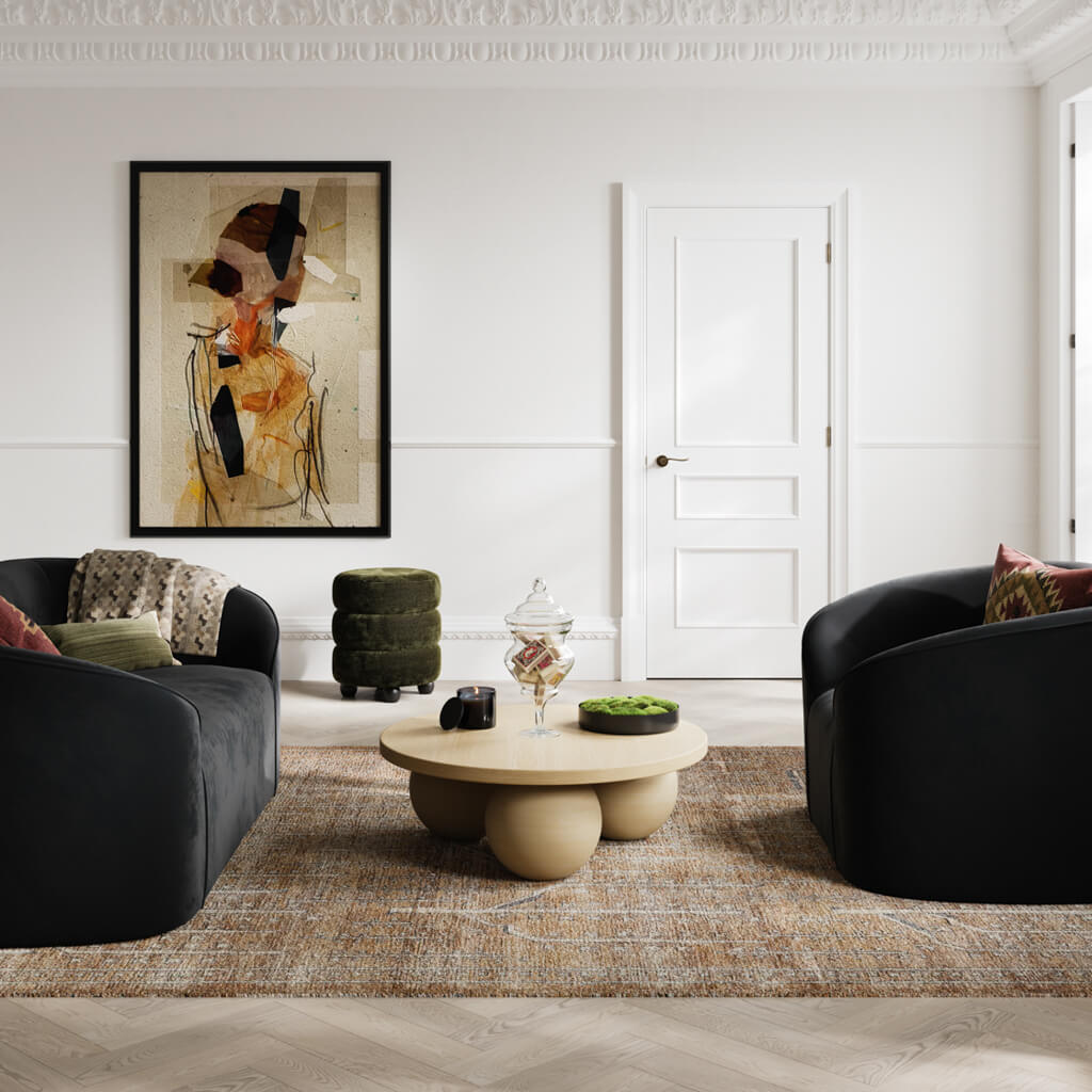 Emi Olive Green Chenille Pouffe